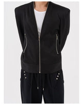 Men's Two-Tone Zip Shoulder Pad Jacket