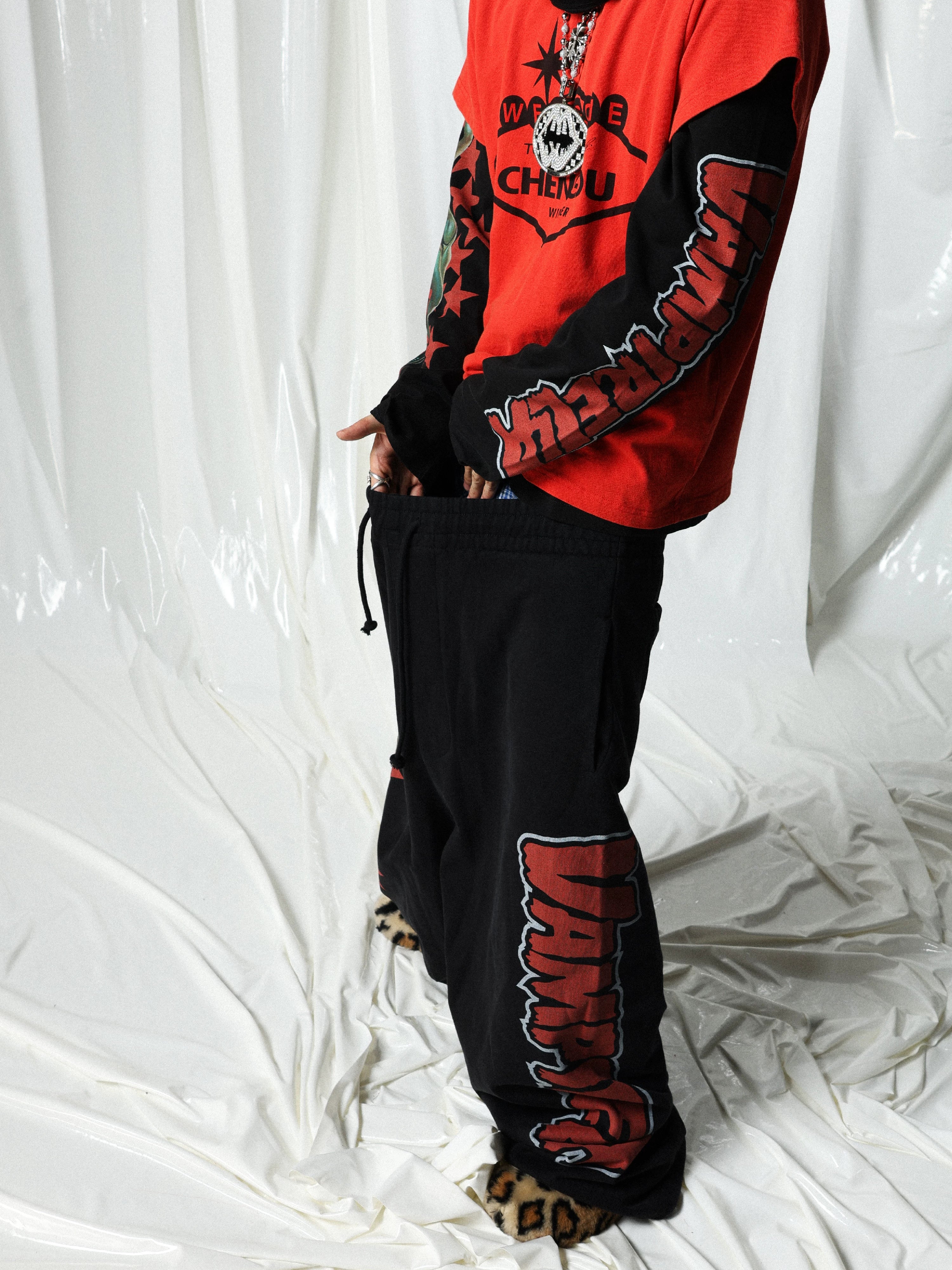 Black Washed Queen Print Long-sleeve Tee