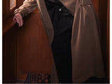 Unisex Hooded Ruched-Waist Cape Coat