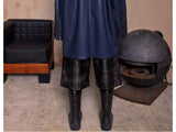Navy Oversized Multi-Zipper Punk Leather Coat