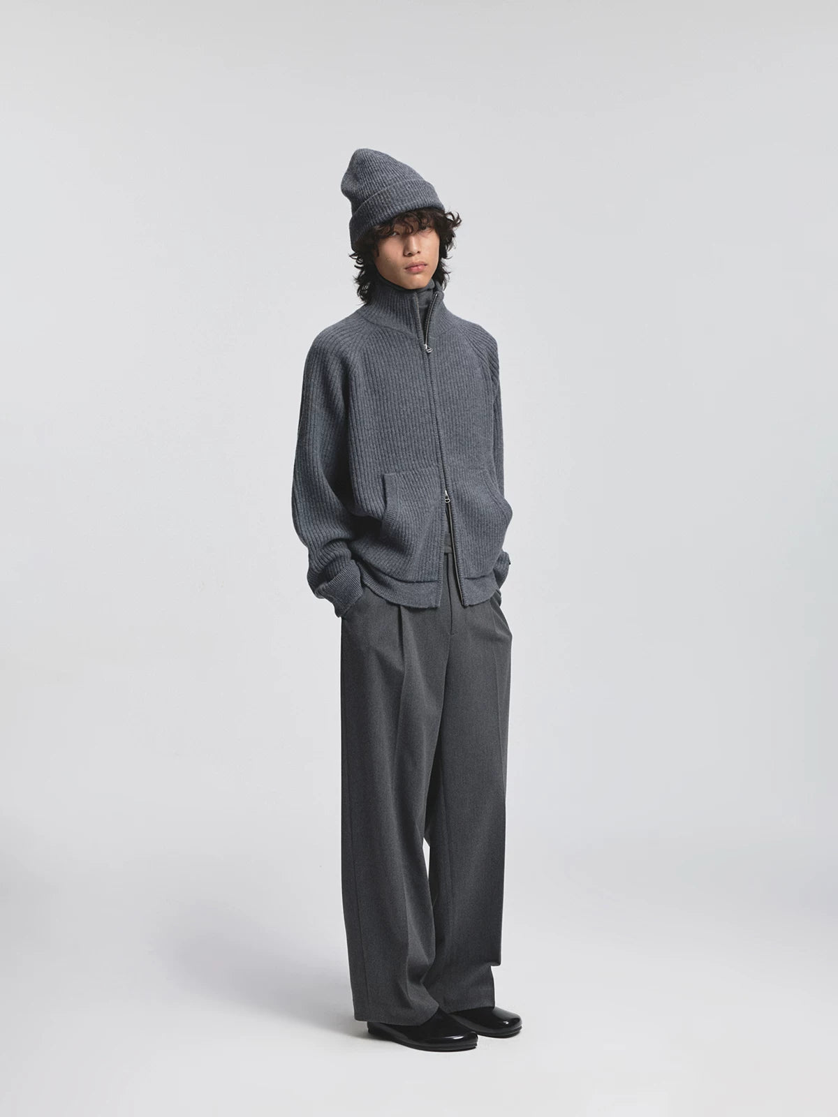 Pleated Elastic Waist Brushed Twill Slacks