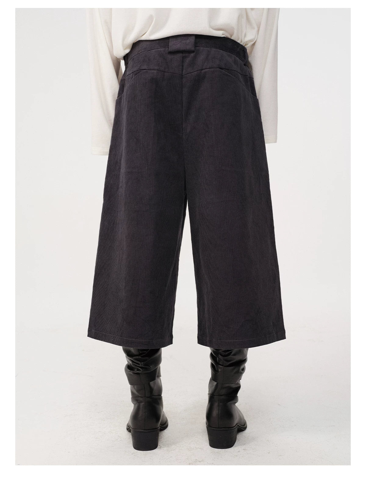 Side Pocket Striped Corduroy Capri Pants