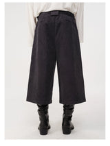 Side Pocket Striped Corduroy Capri Pants