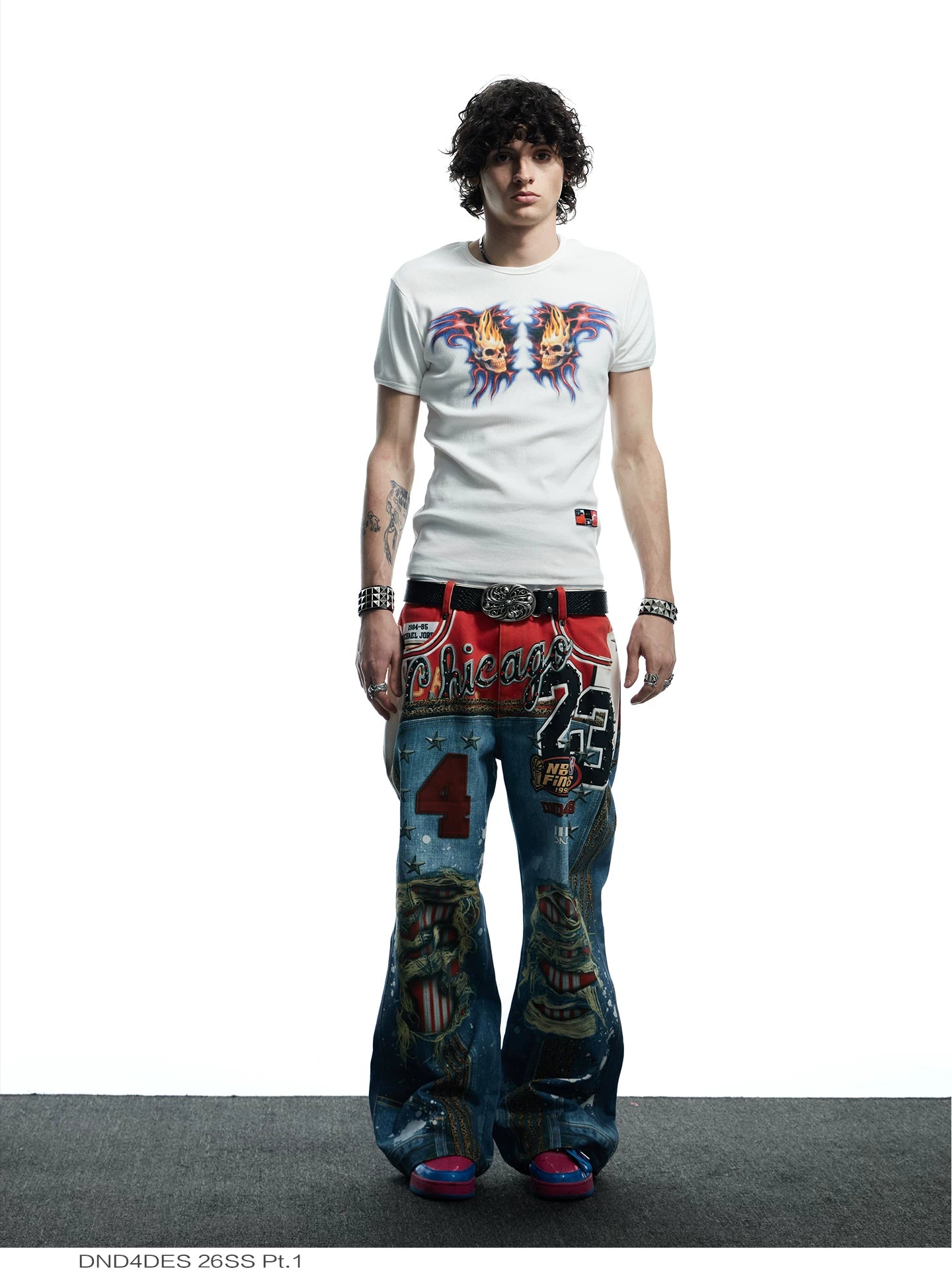 Skull Print Slim Ribbed Tee