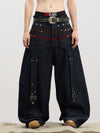 American Raw Suede Paneled Curved Jeans
