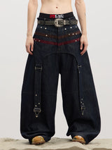 American Raw Suede Paneled Curved Jeans