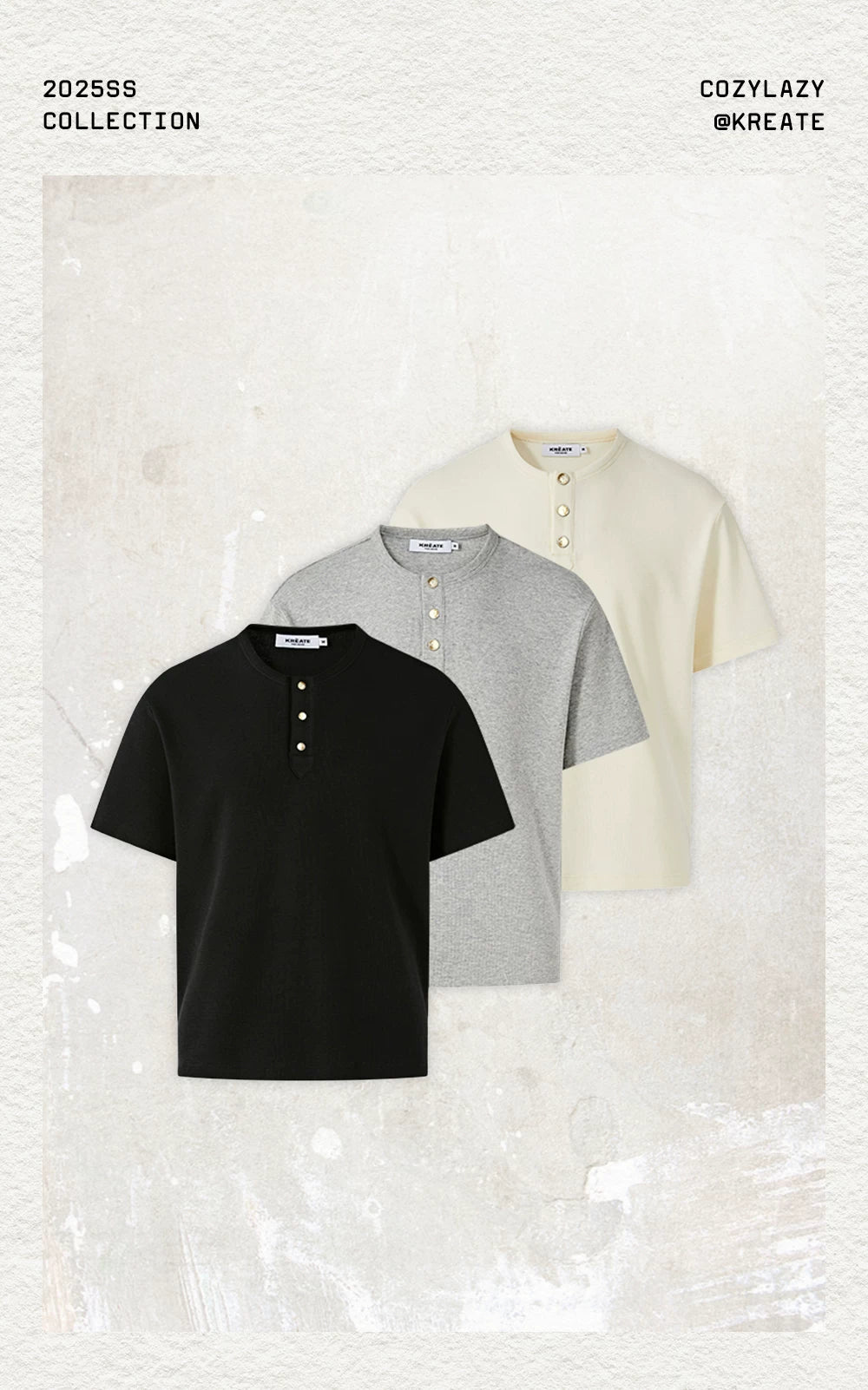 Couple Amber Waffle Boxy Henley Tees