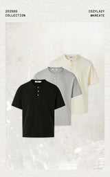 Couple Amber Waffle Boxy Henley Tees