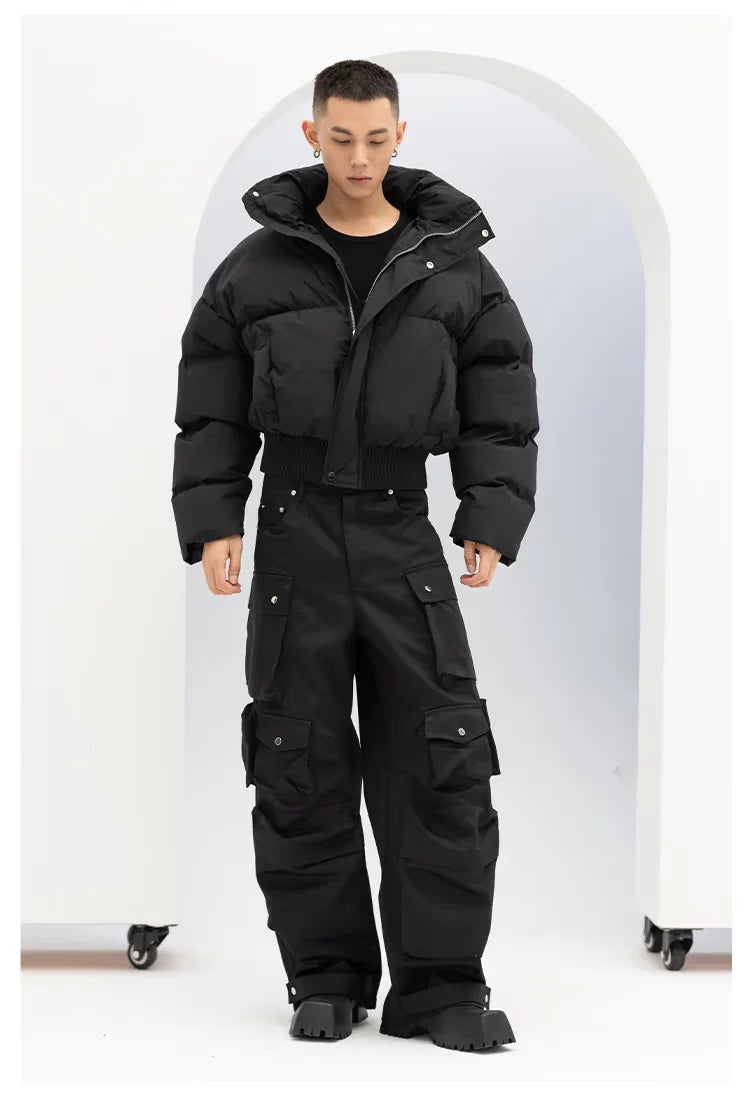 Men's Black White Gray Puffer Jacket