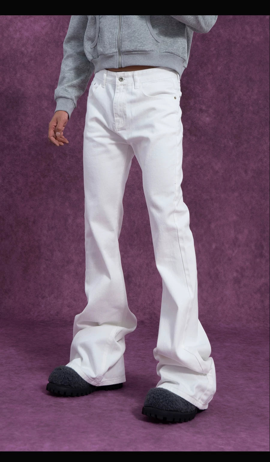 Men's Slim-fit Full-length Two-tone Flared Jeans