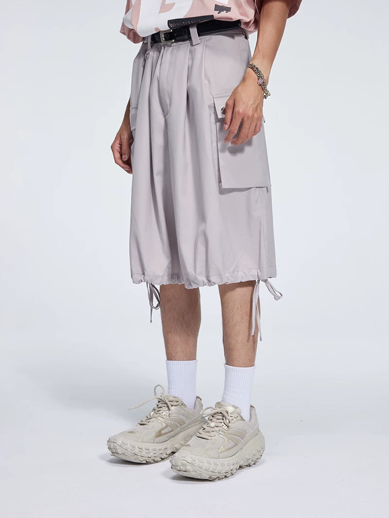 Casual Three Color Pocket Drawstring Shorts