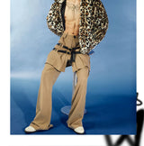 Pleated Belted Punk Retro Flared Pants