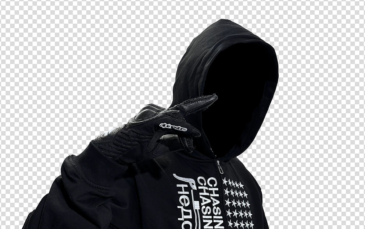 Slim Cropped Embroidered Flag Zip Hoodie