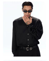 Satin V-Neck Acetate Long-Sleeve Shirt