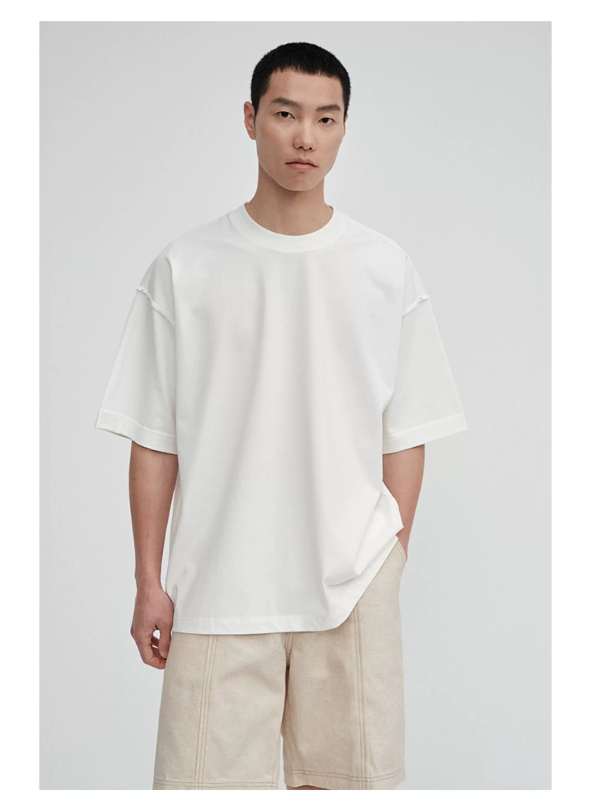 Crew Neck Raw Hem Short-Sleeve Tees