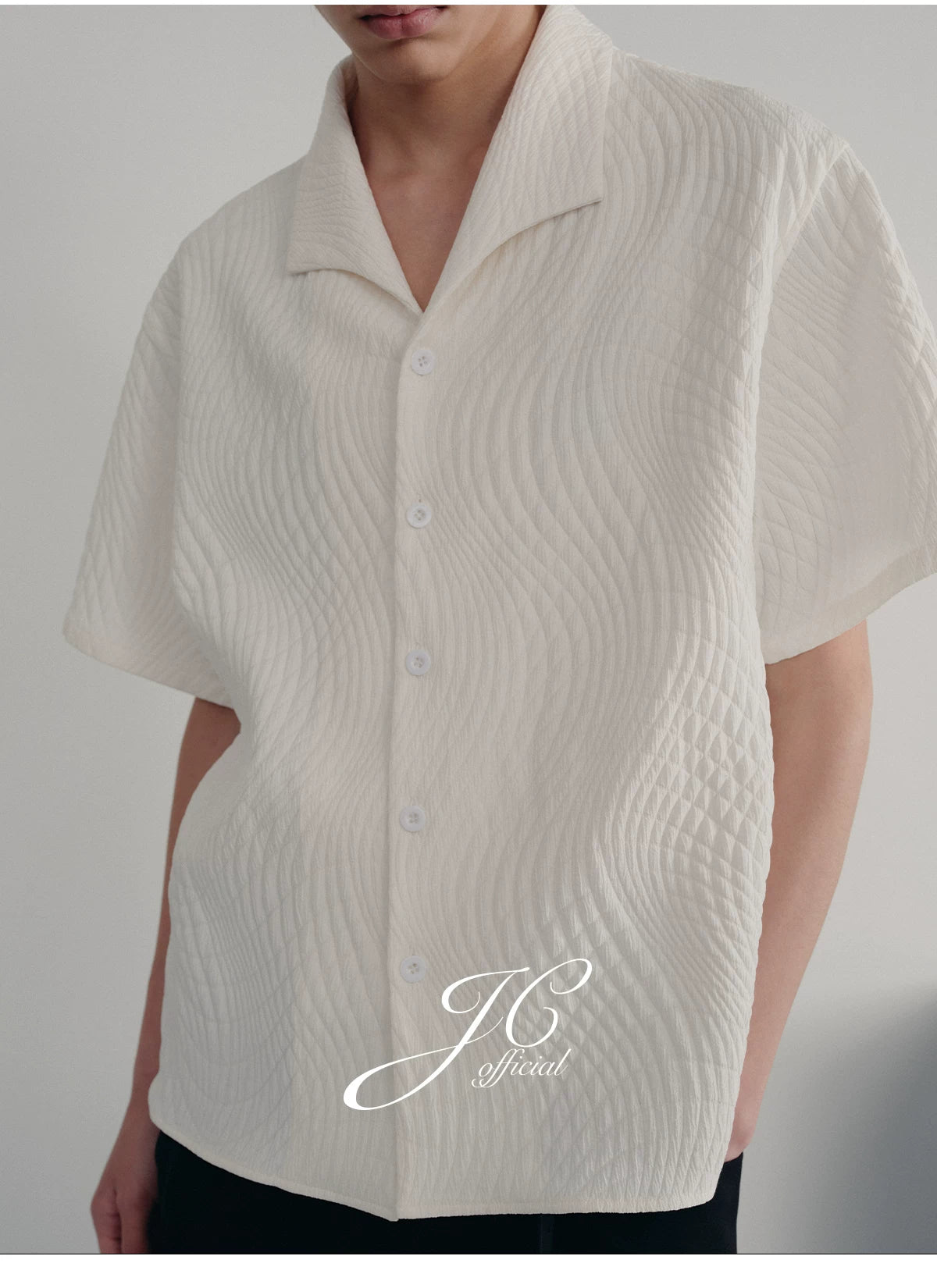 Seagull Collar Leaf Jacquard Shirt