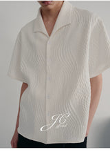 Seagull Collar Leaf Jacquard Shirt