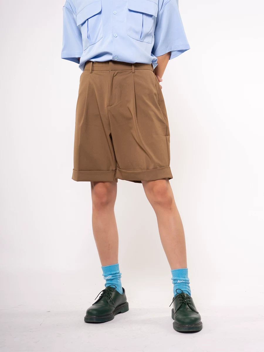 Men's Khaki Rolled Hem Casual Shorts