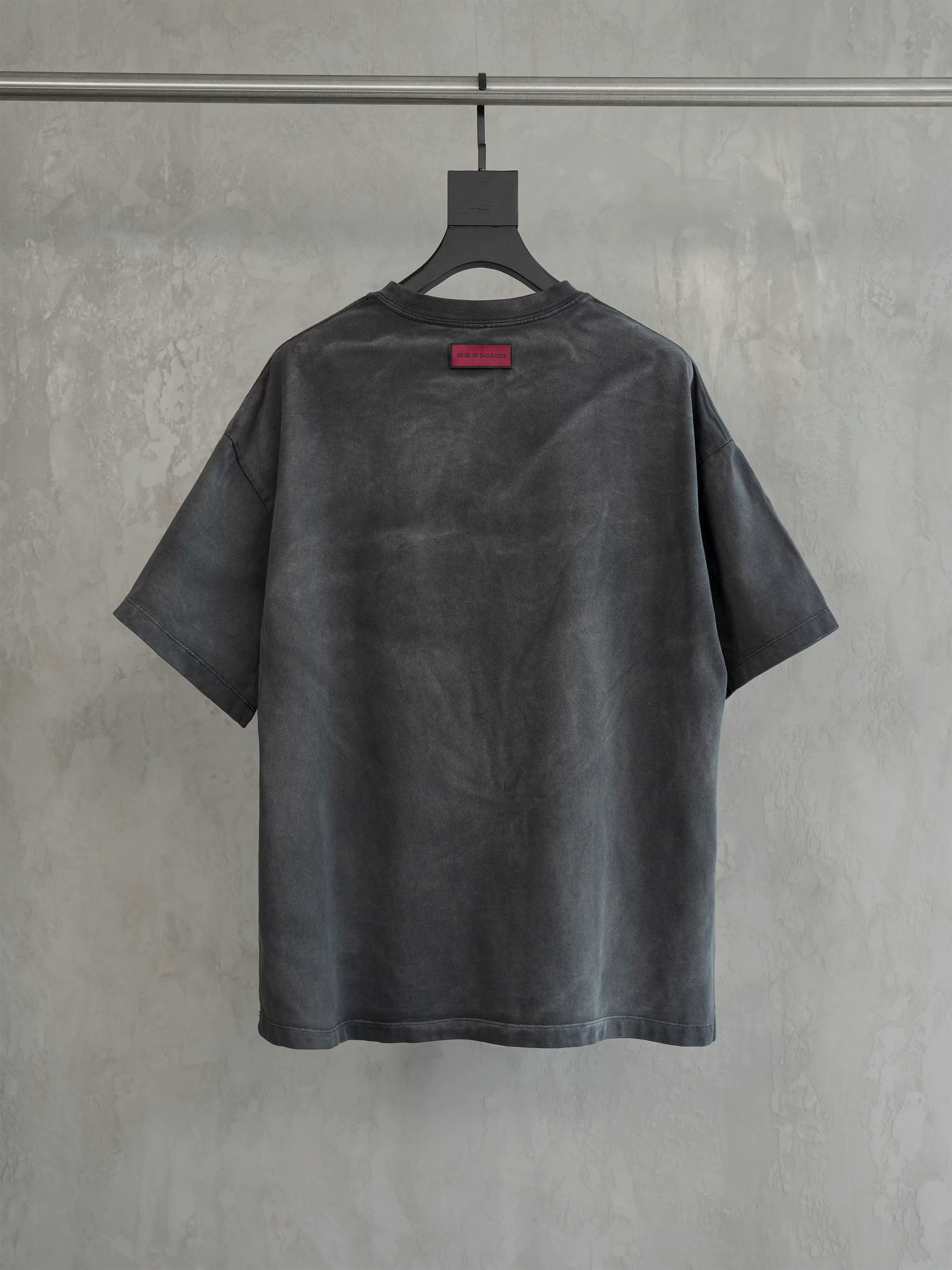 Loose Washed Dark Gray Printed Tee