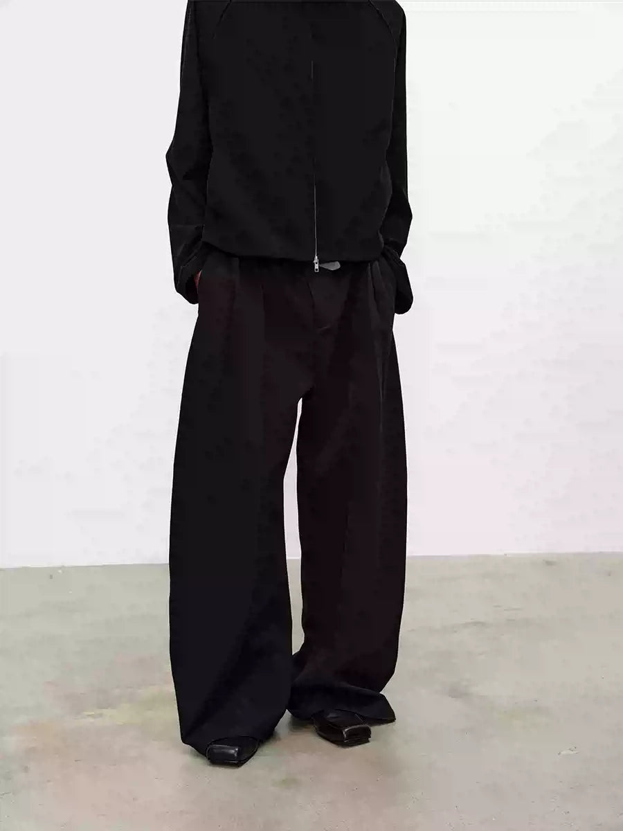Curved Knife Pleated Wrinkle-resistant Pants