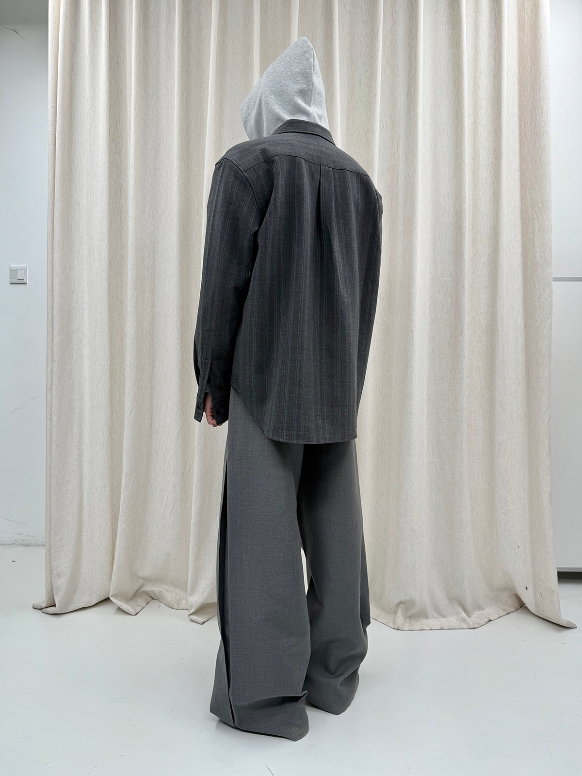 Black Gray Wide Leg Dress Pants