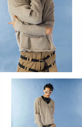 Pleated Belted Punk Retro Flared Pants