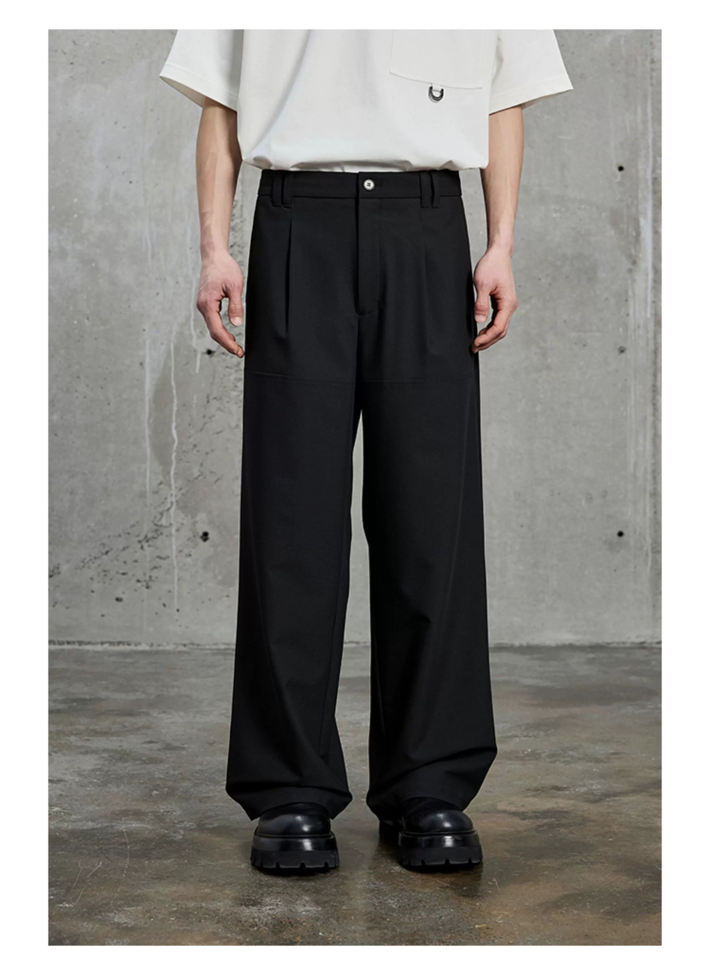 Draped Chain Texture Straight Leg Pants