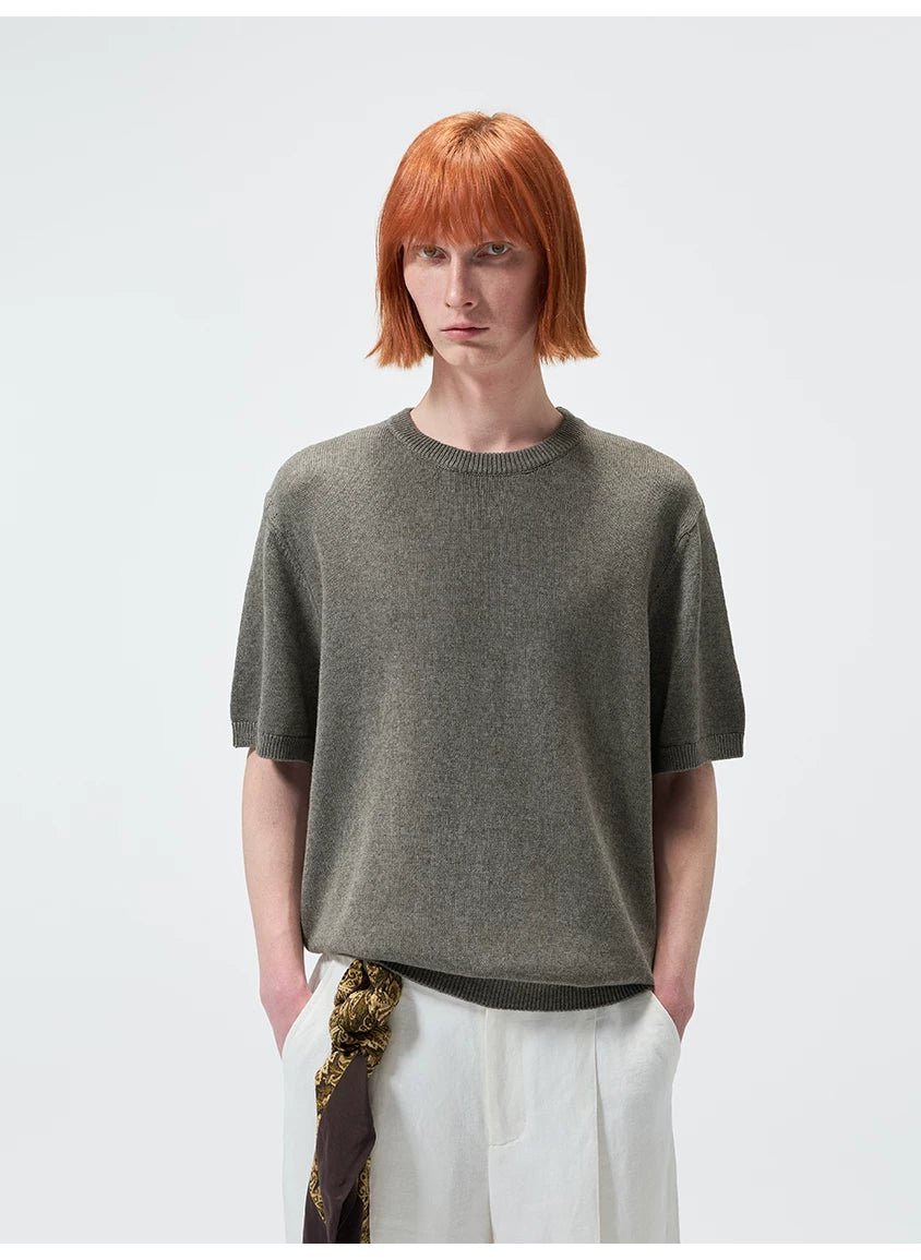 Linen Cotton Blend Short Sleeve Tee