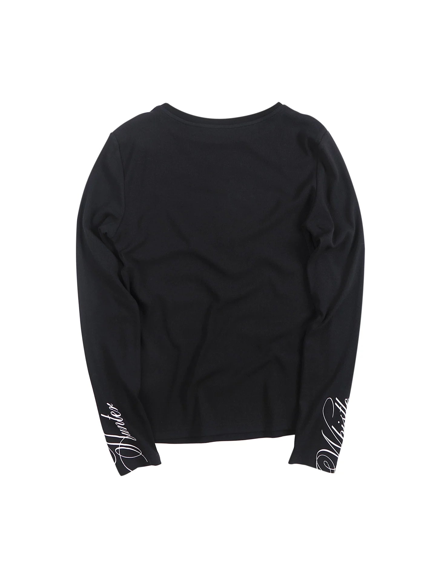 Fitted Long-Sleeve Cuff Script Print Tee
