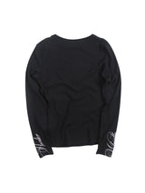 Fitted Long-Sleeve Cuff Script Print Tee