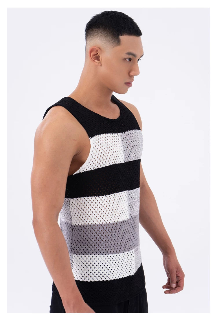 Men's Breathable Colorblock Mesh Knit Vest