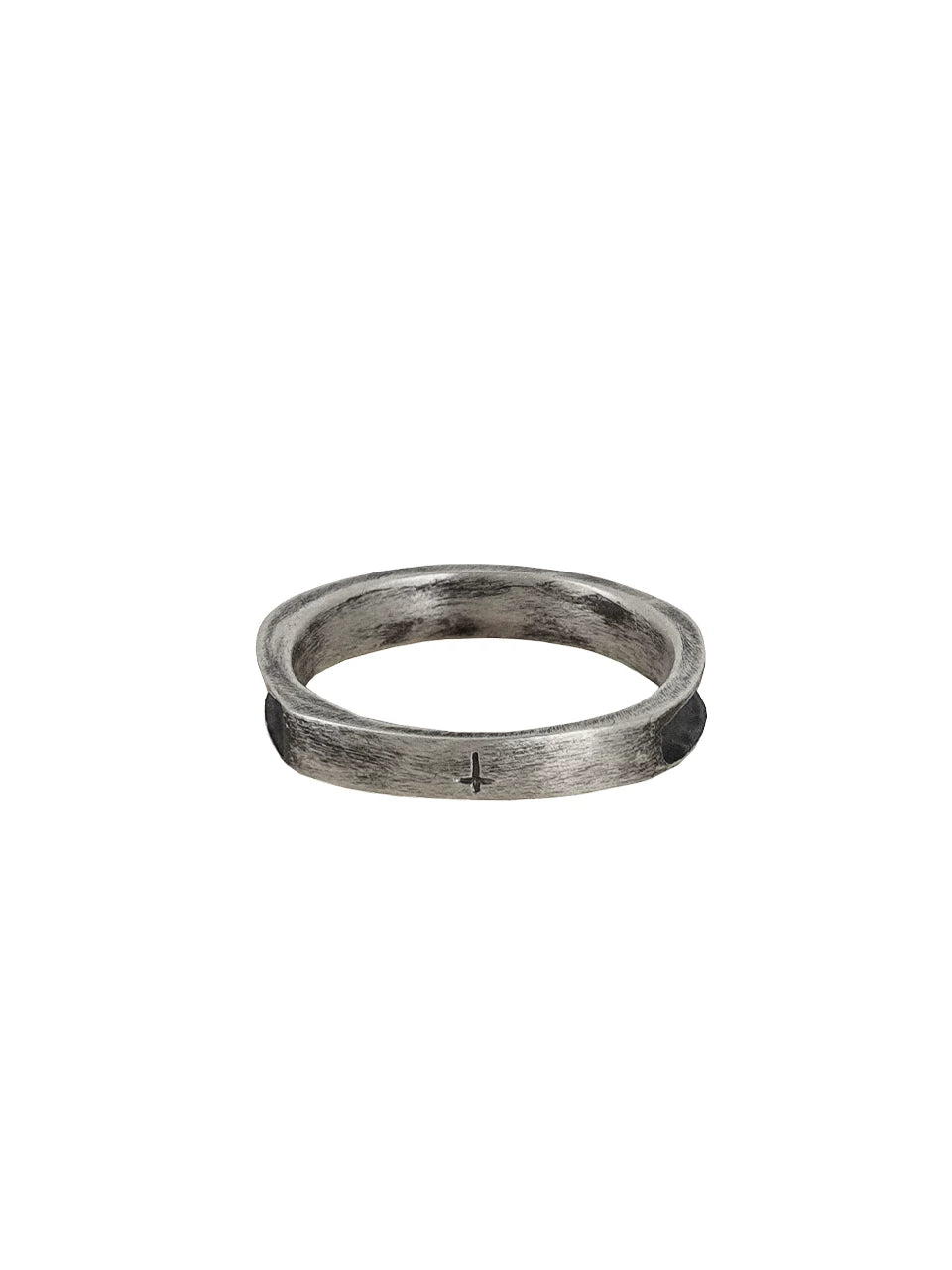 Handmade Oxidized Silver Inverted Cross Ring