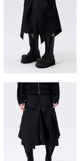 Deconstructed Waistband Layered Unisex Skirt
