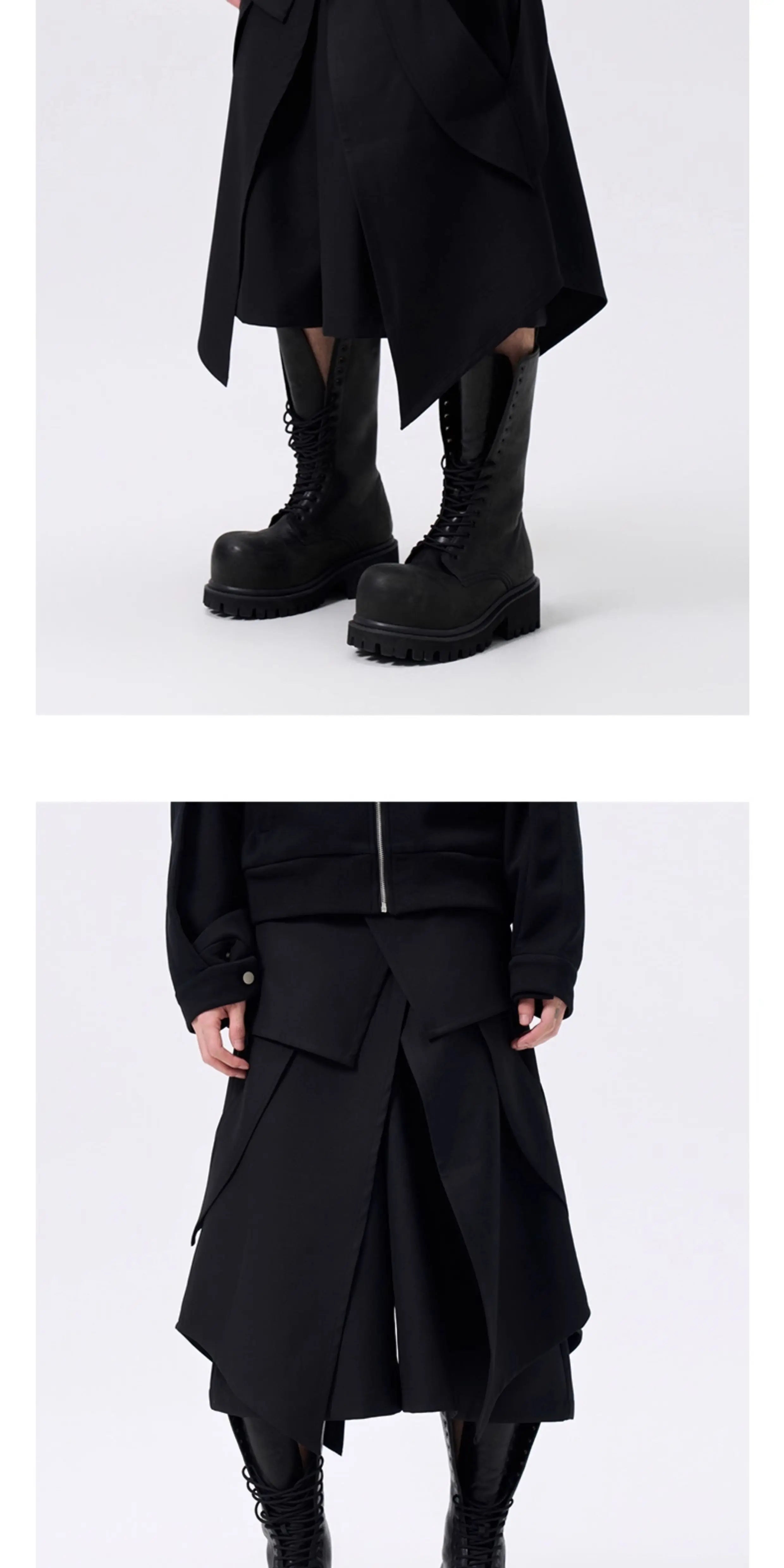 Deconstructed Waistband Layered Unisex Skirt