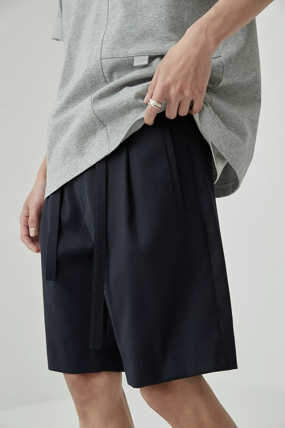 Draped Drawstring Elastic Waist Pleated Shorts