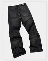Washed Waxed Snakeskin Flared Jeans