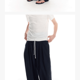 Striped Drawstring Elastic Casual Pants