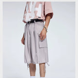 Casual Three Color Pocket Drawstring Shorts