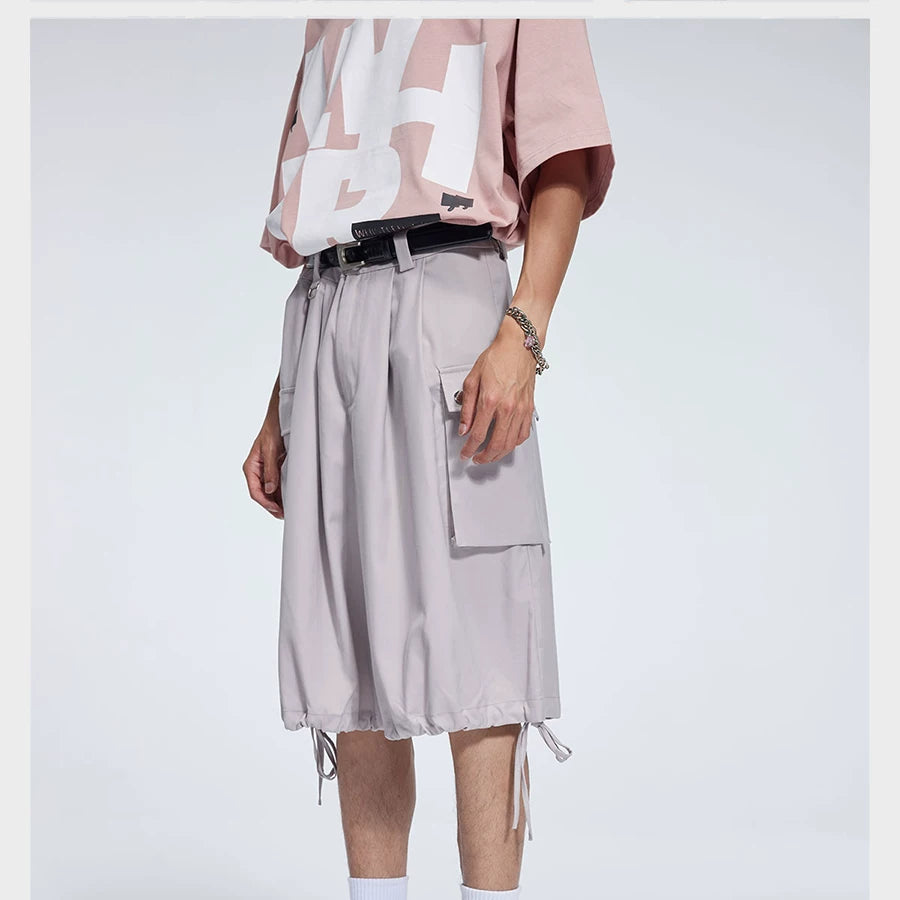 Casual Three Color Pocket Drawstring Shorts