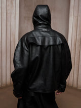 American Fur-lined Hooded Leather Biker Jacket