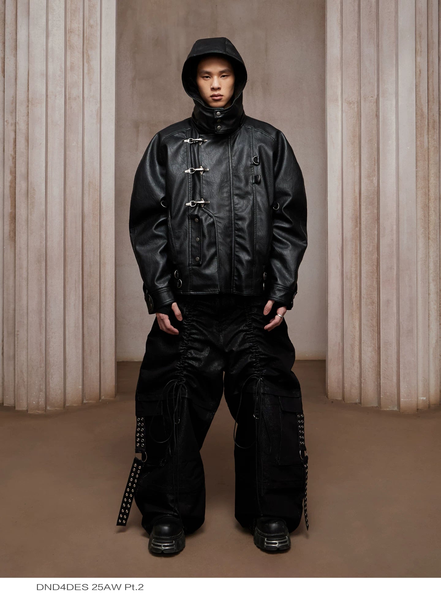 American Fur-lined Hooded Leather Biker Jacket