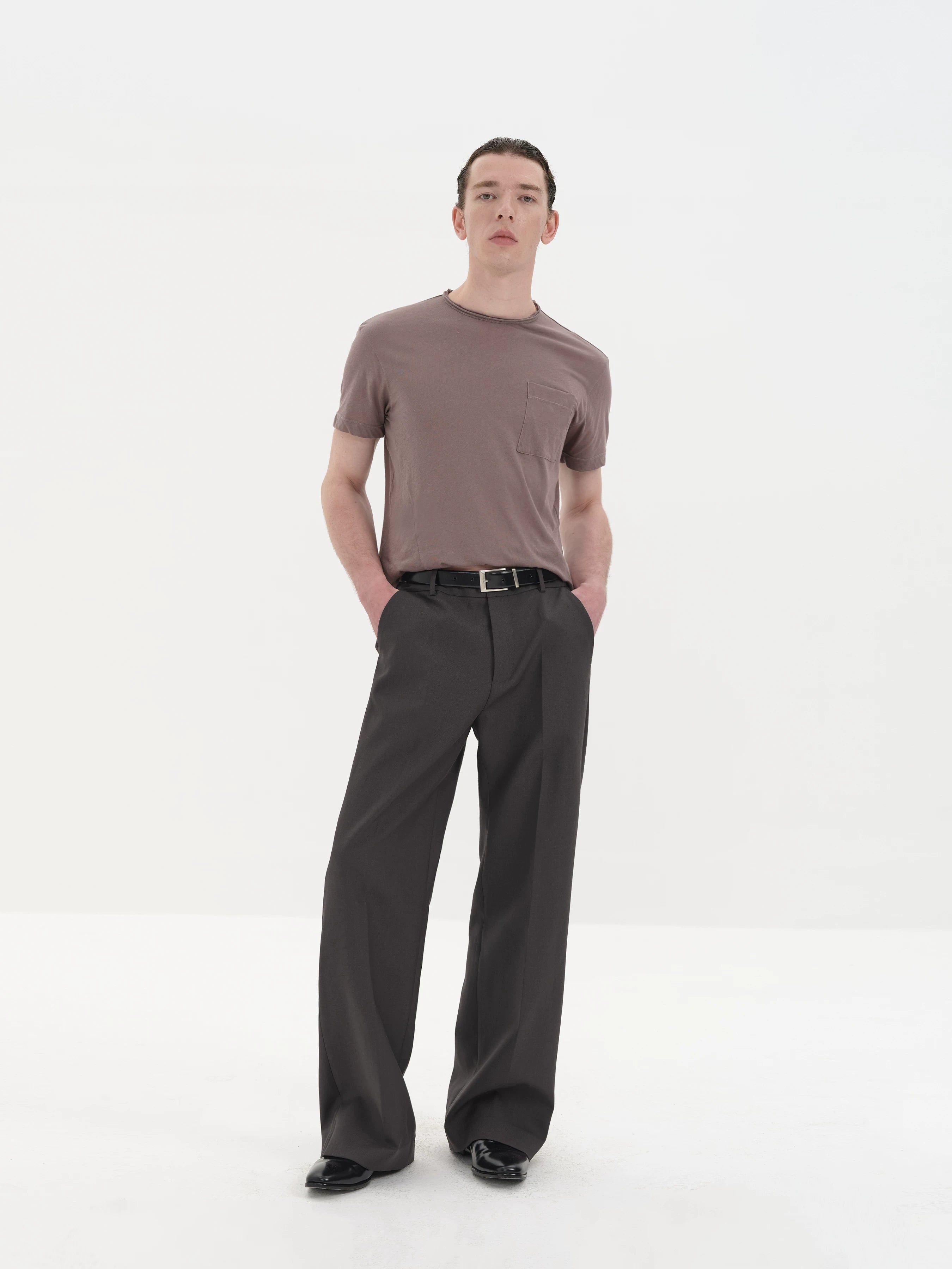 Wrinkle Free Straight Wool Dress Pants