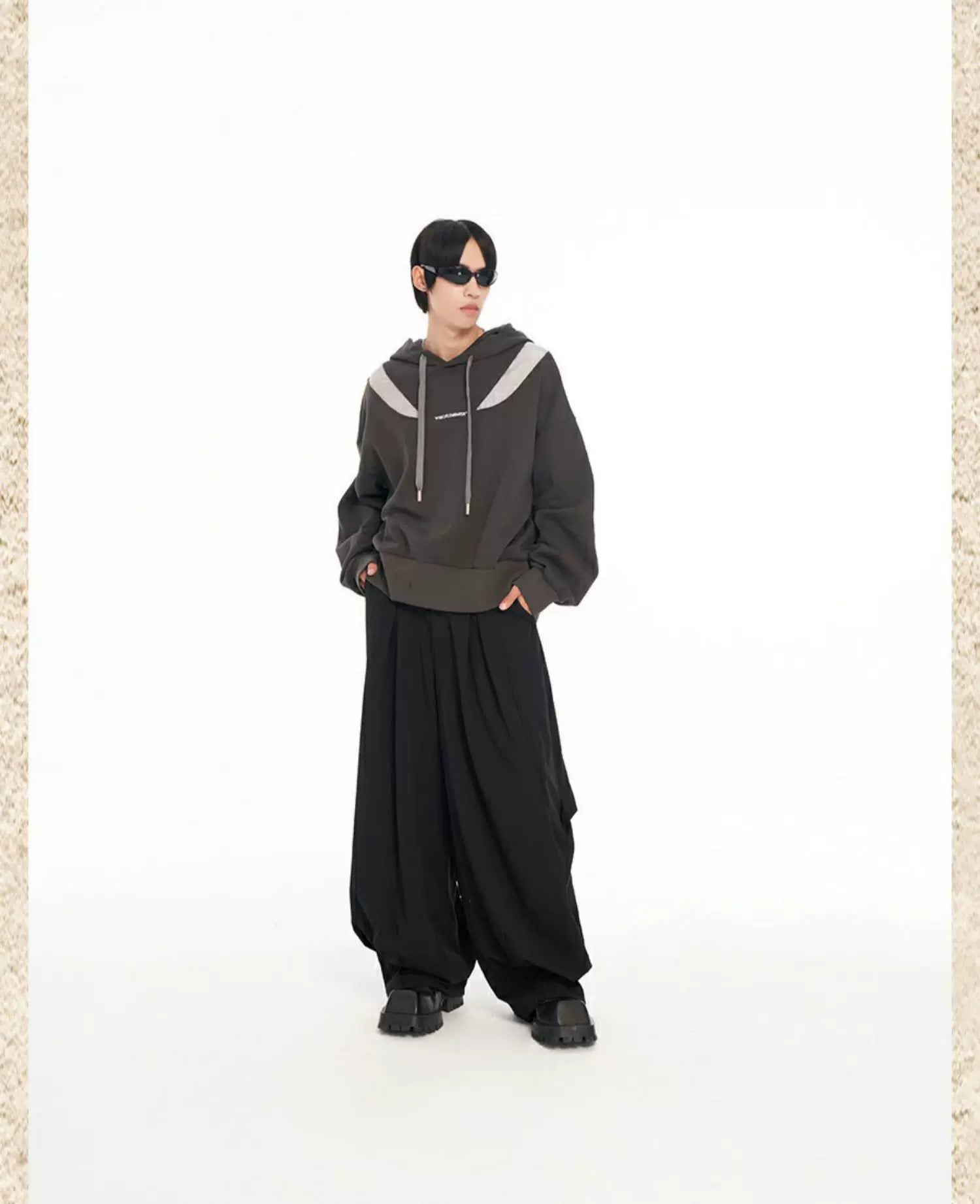 Irregular Patchwork Liquid Metal Loose Hoodie