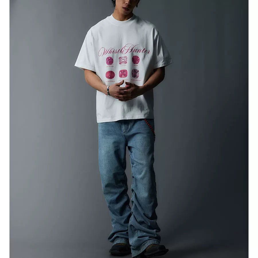 Vintage Loose White Pink Diamond Tee