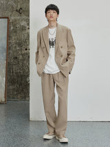 Pleated Wide Leg Suit Pants