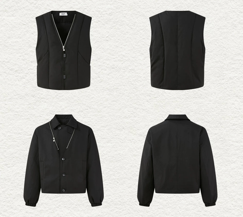 Men's Winter 3-in-1 Vest Scarf Coat