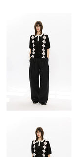 Men's Summer Contrast Diamond Knit Polo