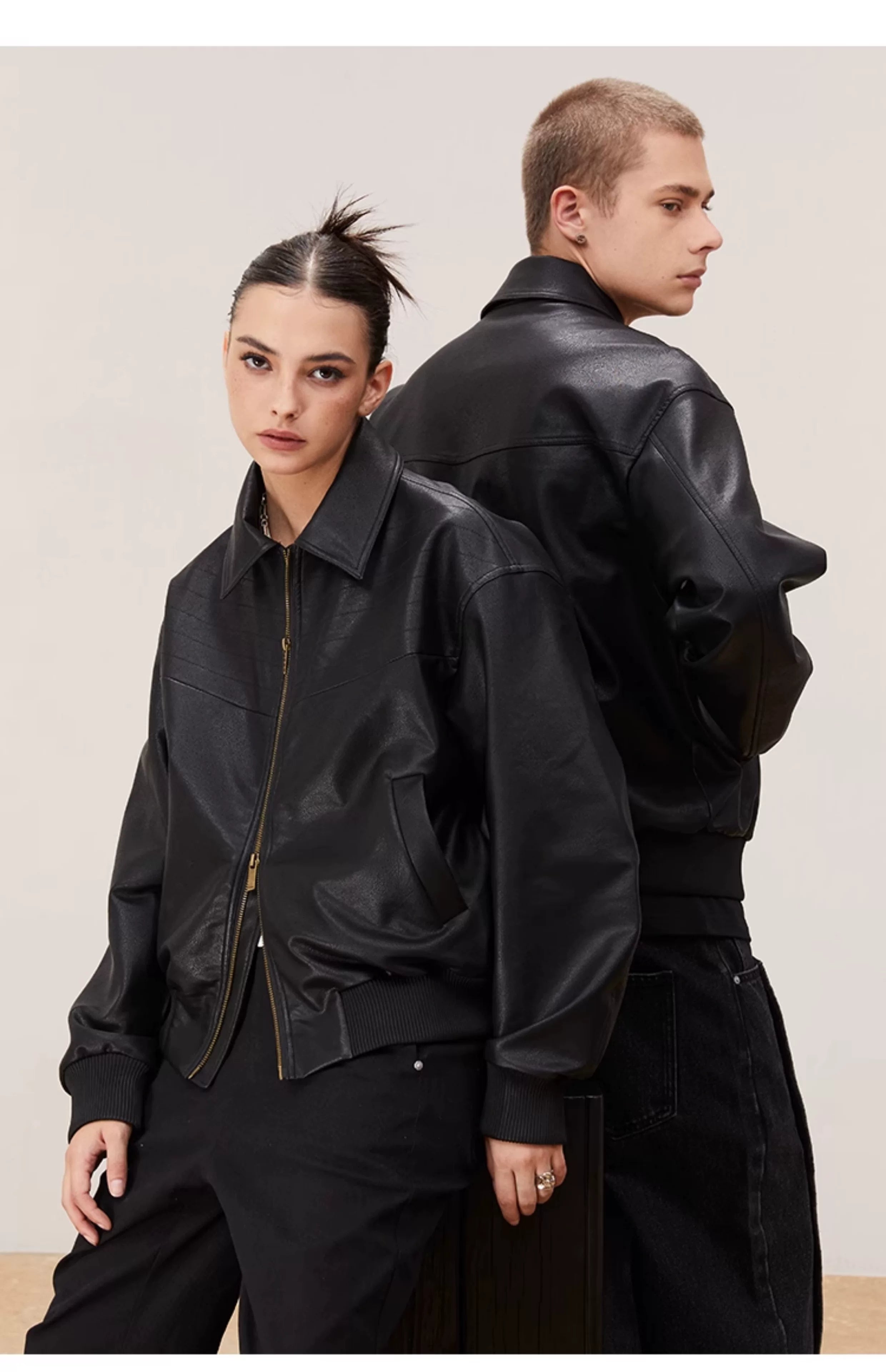 Vintage Matte Drop Shoulder PU Jacket
