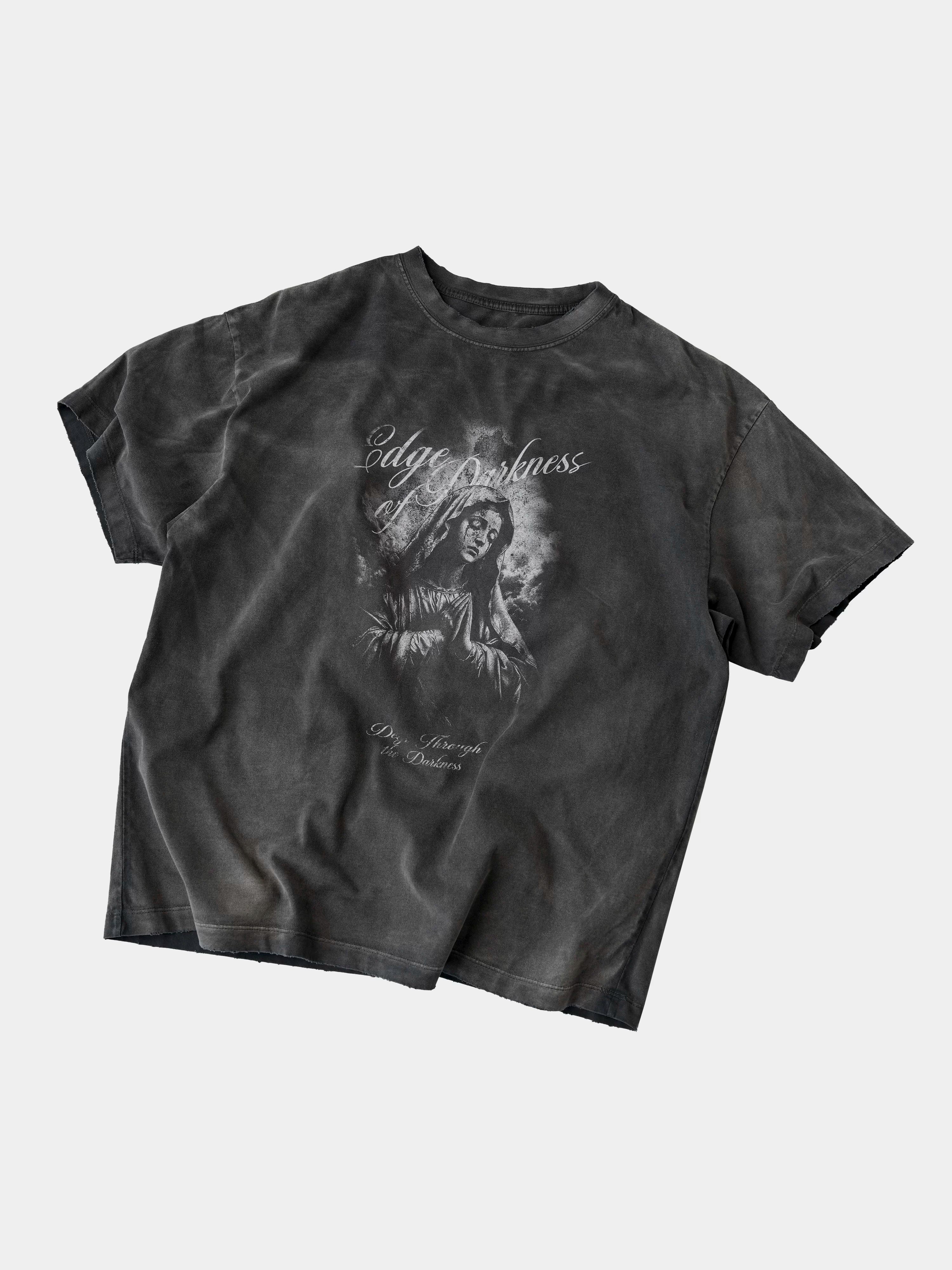 Loose Fit Washed Distressed Printed Tee