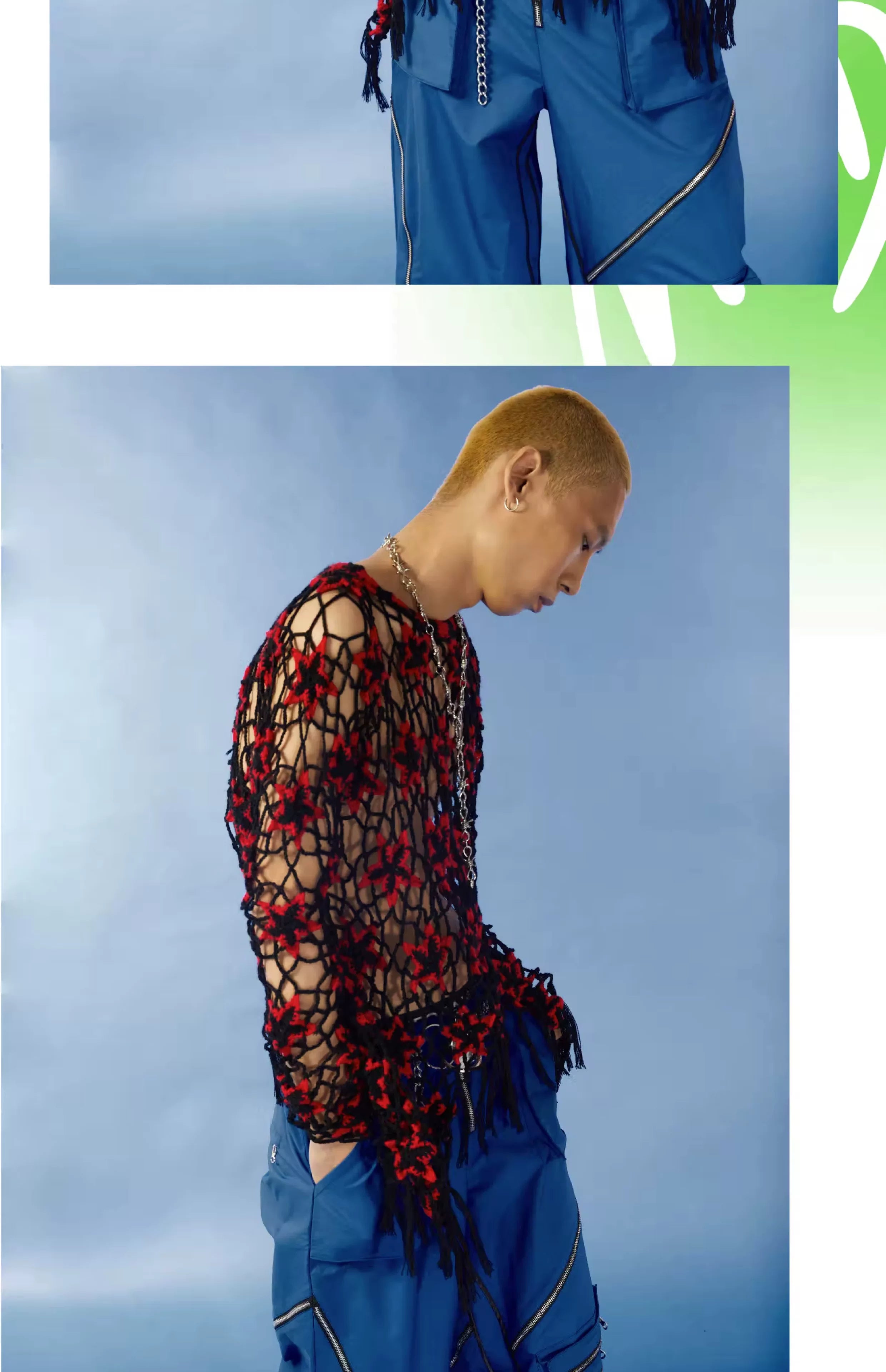 Oversized Y2K Star Mesh Sweater